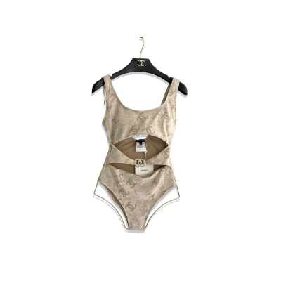 CHANEL OPENWORK KNIT ONE-PIECE SWIMSUIT